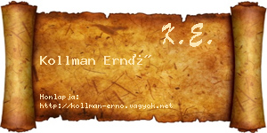 Kollman Ernő névjegykártya